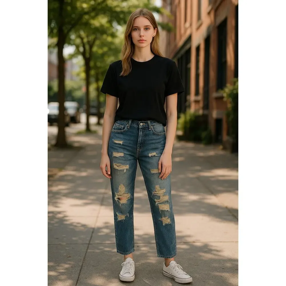 FREE PEOPLE Sandrine Rose Straight Leg Jeans Size 24 Blue Denim New $176